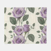 Lavender Roses With Silver And Green Leaves  Fleece Deken (Voorkant (Horizontaal))