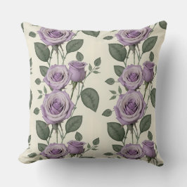 Lavender Roses With Silver And Green Leaves  Kussen