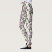 Lavender Roses With Silver And Green Leaves  Leggings (Links)