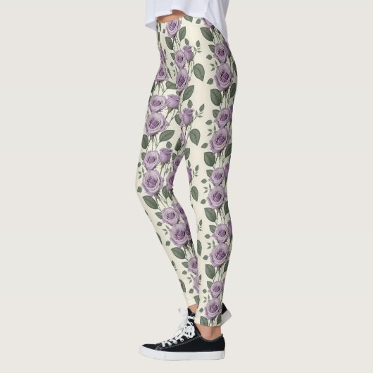 Lavender Roses With Silver And Green Leaves  Leggings (Links)