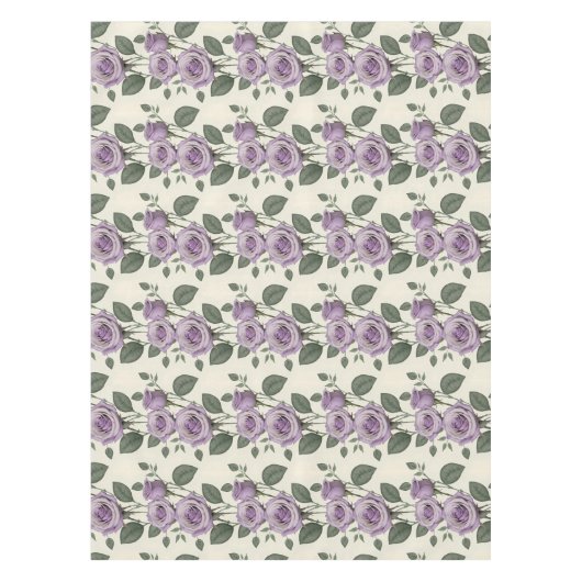 Lavender Roses With Silver And Green Leaves  Tafelkleed (Voorkant)