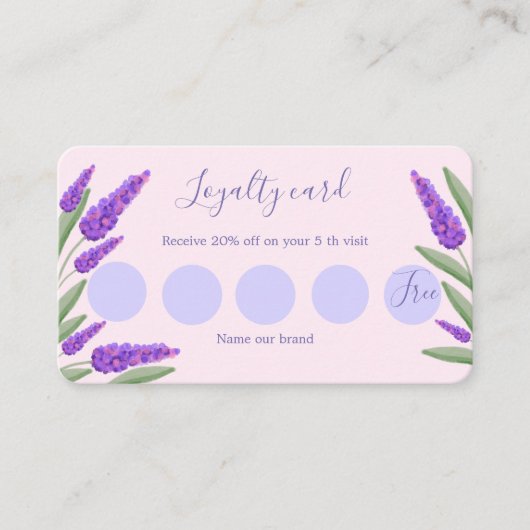 Lavender, roze achtergrondkaart klantenkaartje (Voorkant)