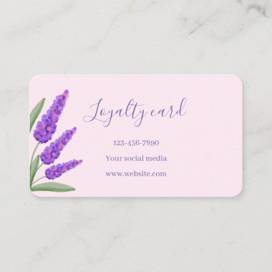 Lavender, roze achtergrondkaart klantenkaartje (Achterkant)