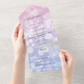 Lavender & Roze Bokeh Modern No Dinner All In One Uitnodiging (Afscheurbaar)