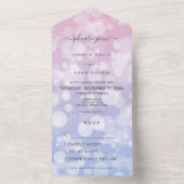 Lavender & Roze Bokeh Modern No Dinner All In One Uitnodiging (Binnen)