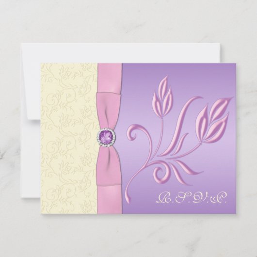 Lavender-, roze- en ivoren RSVP-kaart RSVP Kaartje (Voorkant)