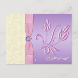Lavender-, roze- en ivoren RSVP-kaart RSVP Kaartje