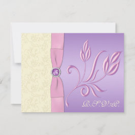 Lavender-, roze- en ivoren RSVP-kaart RSVP Kaartje