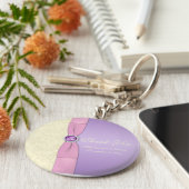 Lavender, roze en ivoren Sleutelhanger (Zijkant)