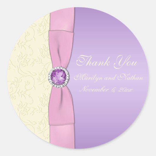 Lavender, Roze en Ivory 3-inch Ronde Sticker (Voorkant)