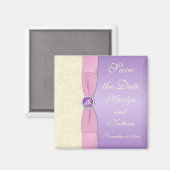 Lavender, Roze en Ivory Wedding Favor Magnet (Voorkant / Achterkant)