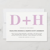 Lavender roze initialen bold typografie bruiloft kaart (Voorkant)