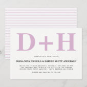 Lavender roze initialen bold typografie bruiloft kaart (Voorkant / Achterkant)