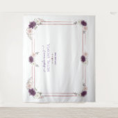 Lavender Roze Witte Bloemige Trouwfoto Booth Wandkleed (Voorkant)