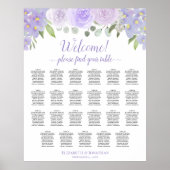 Lavender Rozen 23 Tafel Boho Wedding Seating Chart Poster (Voorkant)