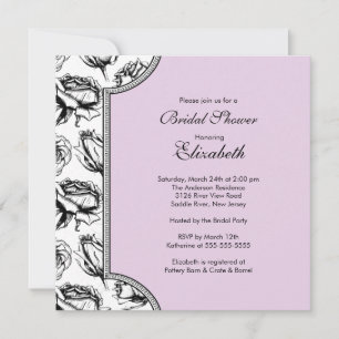 Lavender  Rozen Bridal Shower Invitation Kaart