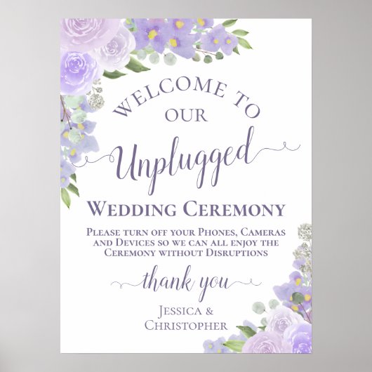 Lavender Rozen Chic Unplugged Wedding Ceremony Poster (Voorkant)