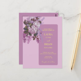 Lavender, Rozen en Lilacs, Budget Wedding Briefkaart