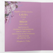 Lavender, Rozen en Lilacs, Wedding Drieluik Kaart (Binnenzijde eerst)