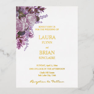 Lavender, Rozen en Lilacs, Wedding Folie Uitnodiging Briefkaart