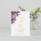 Lavender, Rozen en Lilacs, Wedding Folie Uitnodiging Briefkaart (Staand Voorkant)