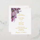 Lavender, Rozen en Lilacs, Wedding Folie Uitnodiging Briefkaart (Voorkant / Achterkant)