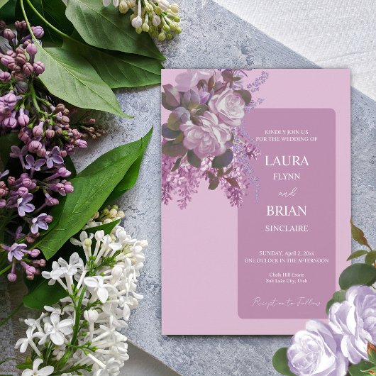 Lavender, Rozen en Lilacs, Wedding Kaart