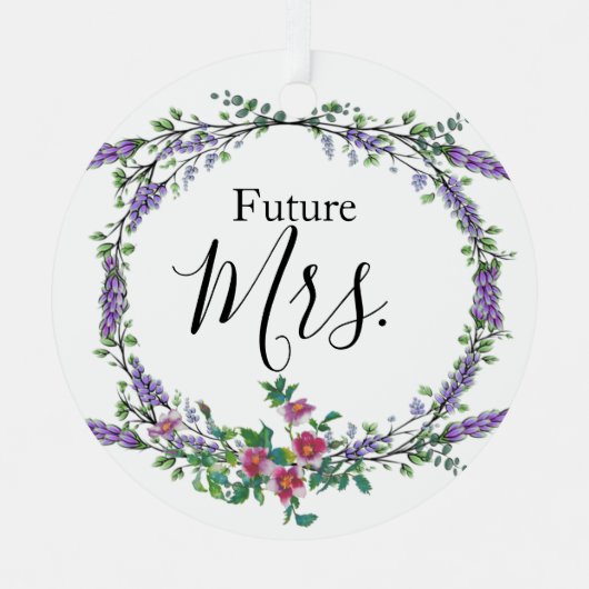 Lavender, Rozen, Eucalyptus Future Mrs. Metalen Ornament (Voorkant)
