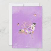 Lavender Rozen Gold Tiara Paarse Butterfly Quince Kaart (Achterkant)