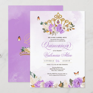 Lavender Rozen Gold Tiara Paarse Butterfly Quince Kaart
