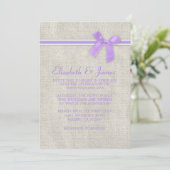 Lavender Rustic Burlap Wedding Invitations Kaart (Staand voorkant)