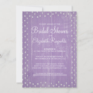 Lavender Rustic Country Bridal Shower Invitations Kaart