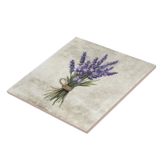 Lavender Rustic Floral Faux Ceramic Tile Tegeltje (Zijkant)