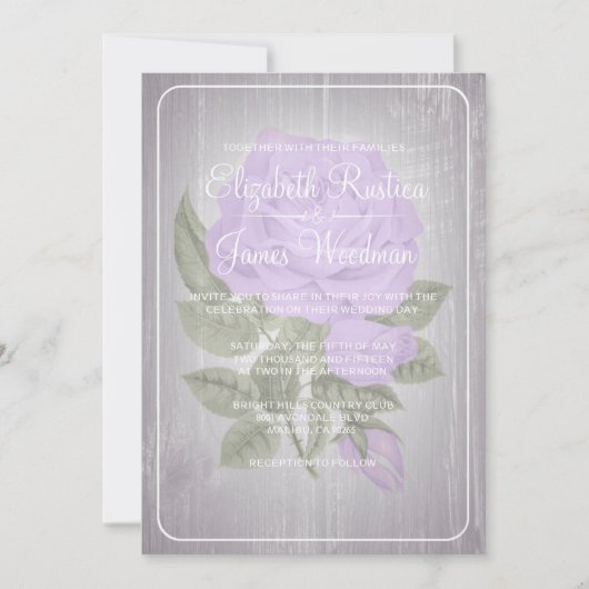 Lavender Rustic Floral Wedding Invitations Kaart (Voorkant)