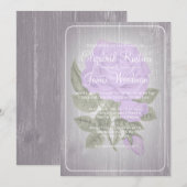 Lavender Rustic Floral Wedding Invitations Kaart (Voorkant / Achterkant)