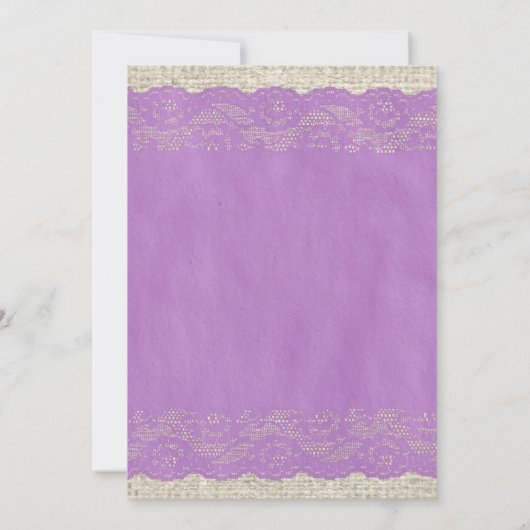 Lavender Rustic Lace Wedding Invitations Kaart (Achterkant)