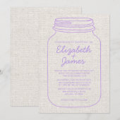 Lavender Rustic Mason Jar Wedding Invitations Kaart (Voorkant / Achterkant)