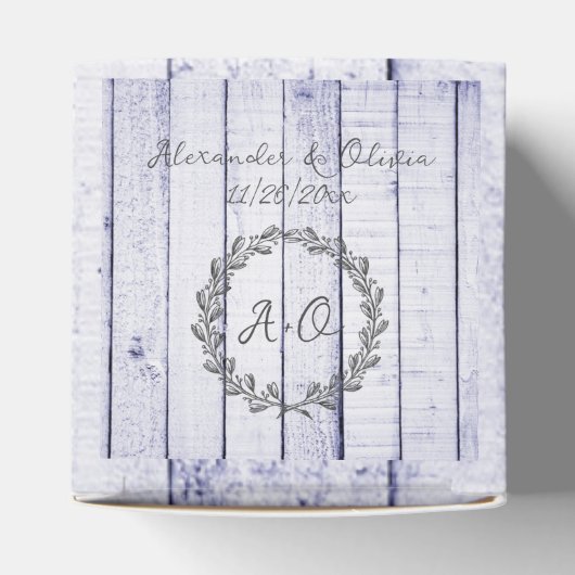 Lavender Rustic Monogram Wedding Favor Box Bedankdoosjes (Bovenkant)