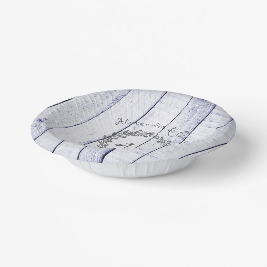 Lavender Rustic Monogram Wedding Paper Bowls Papieren Kommen (Gebogen)