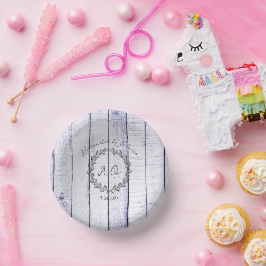 Lavender Rustic Monogram Wedding Paper Bowls Papieren Kommen (Feest)