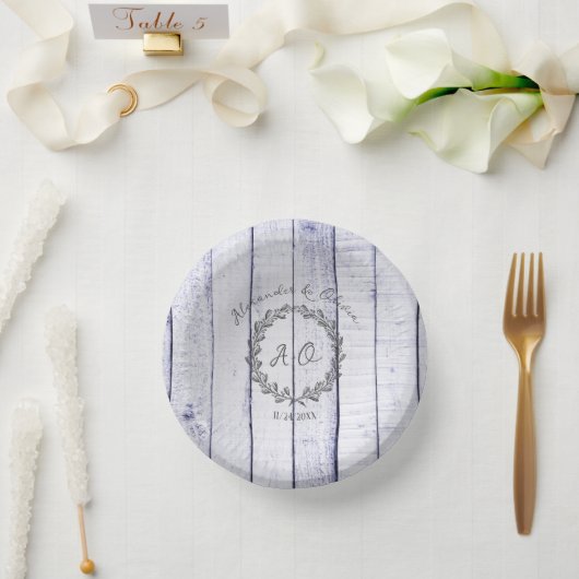 Lavender Rustic Monogram Wedding Paper Bowls Papieren Kommen (Huwelijk)