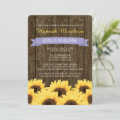 LAVENDER RUSTIC SUNFLOWER BRIDAL SHOWER INVITATION KAART (Staand voorkant)