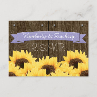 LAVENDER RUSTIC SUNFLOWER RSVP-KAART RSVP KAARTJE
