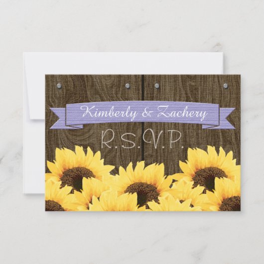 LAVENDER RUSTIC SUNFLOWER RSVP-KAART RSVP KAARTJE (Voorkant)