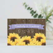 LAVENDER RUSTIC SUNFLOWER RSVP-KAART RSVP KAARTJE (Staand voorkant)