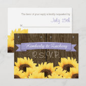 LAVENDER RUSTIC SUNFLOWER RSVP-KAART RSVP KAARTJE (Voorkant / Achterkant)