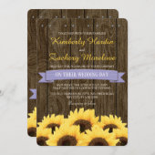 LAVENDER RUSTIC SUNFLOWER WEDDING INVITATION KAART (Voorkant / Achterkant)