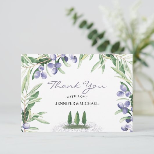 Lavender Rustic Tree Wedding Bedankkaart (Staand voorkant)