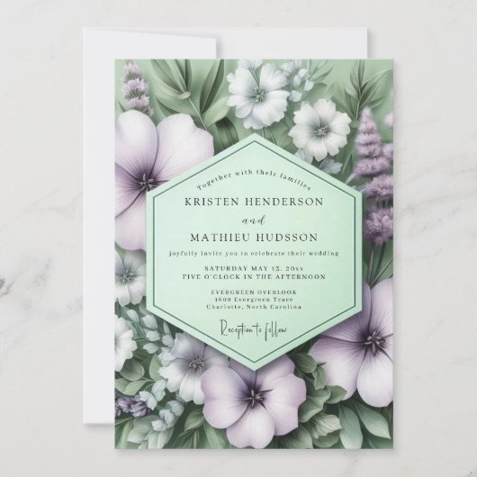 Lavender Sage Botanical Wedding Kaart (Voorkant)