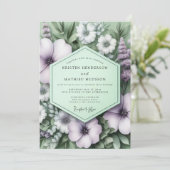 Lavender Sage Botanical Wedding Kaart (Staand voorkant)